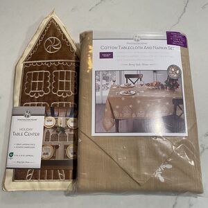 Aldi Gingerbread House Village Tablecloth Napkins Table Runner huntington home